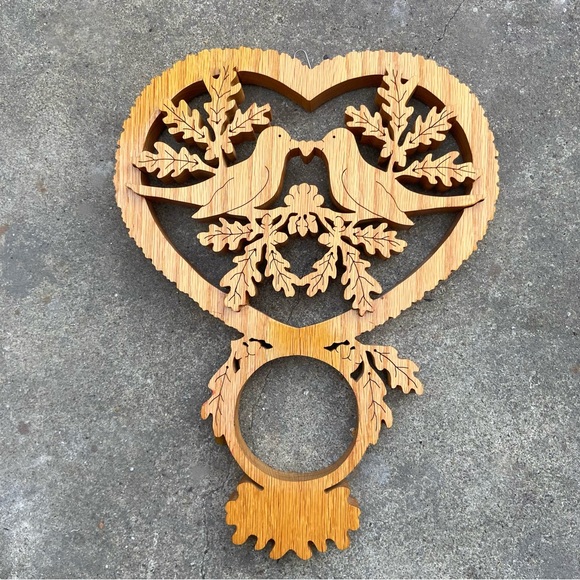 Vintage Other - Vintage wooden cut bird heart home decor wall hanging folk cottage handmade